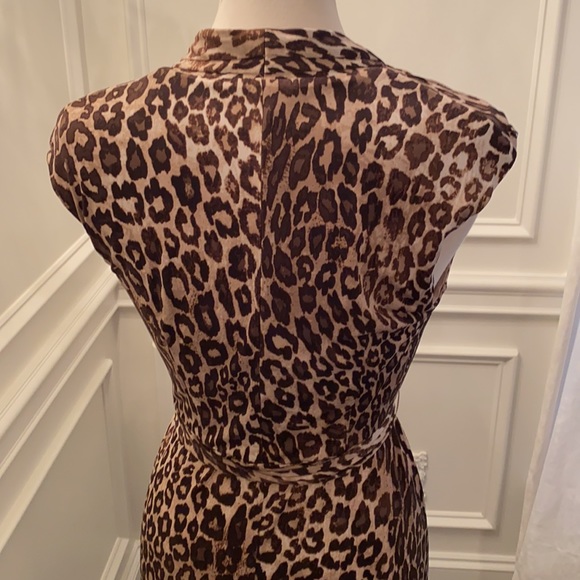 London Times Leopard Cap Sleeve Midi Dress - Picture 6 of 8
